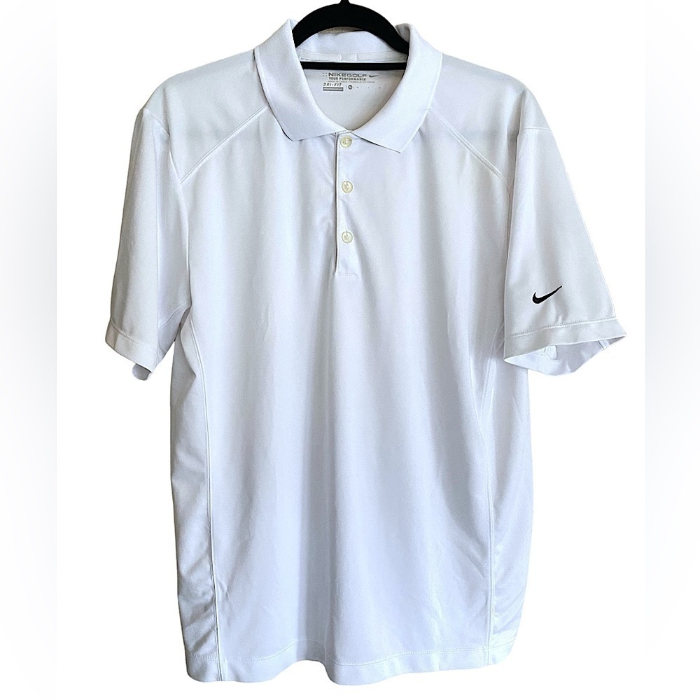 NIKE Golf Tour Performance Polo Men’s Size Medium White Short Sleeve Dri-Fit